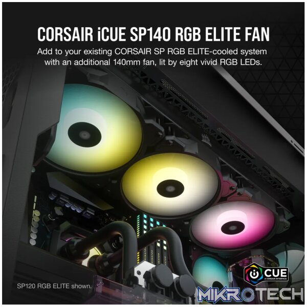 Corsair SP140 RGB ELITE, Fan, 14 cm, 450 RPM, 1200 RPM, 18 dB, 68.1 cfm - Image 11