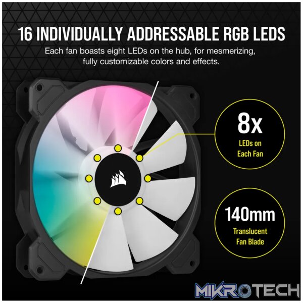 Corsair SP140 RGB ELITE Computer case Fan 14 cm Black 2 pc(s) - Image 14