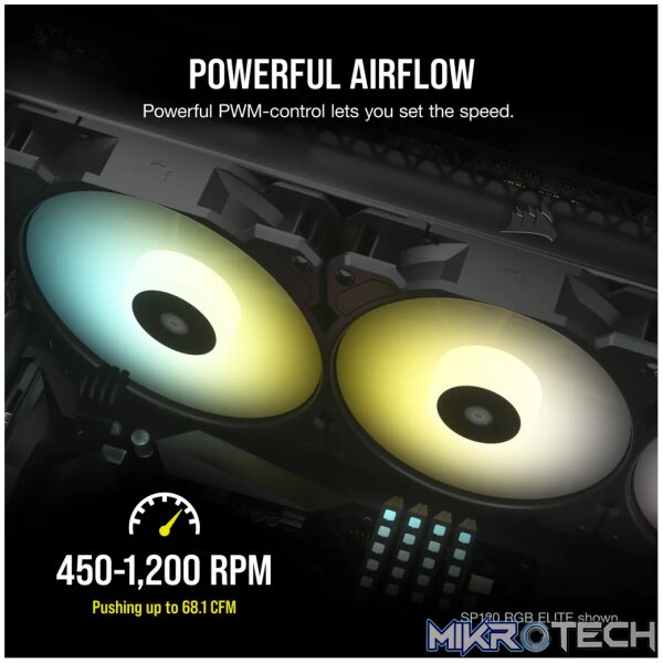 Corsair SP140 RGB ELITE, Fan, 14 cm, 450 RPM, 1200 RPM, 18 dB, 68.1 cfm - Image 16