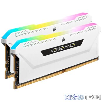 Corsair VENGEANCE® RGB PRO SL 16GB (2 x 8GB) DDR4 DRAM 3200MHz C16 Memory Kit; 18-22-22-42; 1.35; White