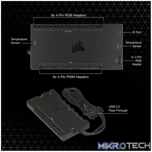 Corsair iCUE Commander Core XT, 6 channels, Black, 4-pin connector, 126 g - Image 12