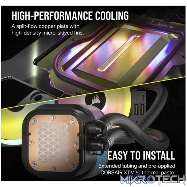 Corsair iCUE LINK H150i LCD, Air cooler, 12 cm, 480 RPM, 2400 RPM, 63.1 cfm, Black - Image 9