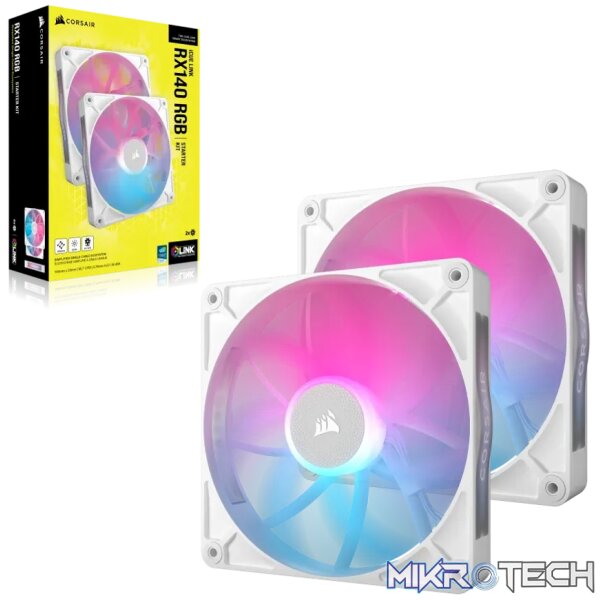 Corsair iCUE Link RX140 RGB 140mm PWM 1700 RPM PC Case Fan Twin Pack - White CO-9051024-WW - Image 8