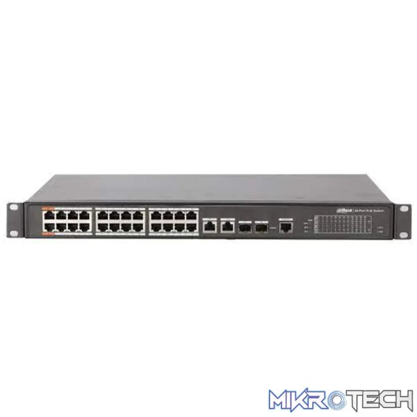 Dahua 24-port 100 Mbps + 2-port Gigabit Managed PoE Switch Dahua 24-port 100 Mbps + 2-port Gigabit Managed PoE Switch