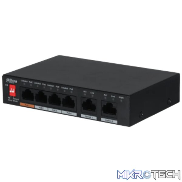 Dahua 6-Port 10/100Mbps Unmanaged Desktop Switch with 4 PoE Ports Dahua 6-Port 10/100Mbps Unmanaged Desktop Switch with 4 PoE Ports