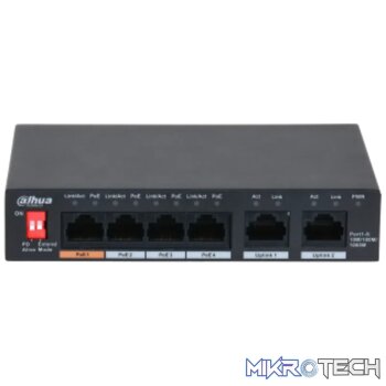 Dahua 6-Port Unmanaged Desktop Switch with 4-Port PoE total Budget 60W