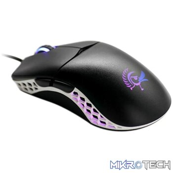 Ducky Mouse Feather Black and White - Huano Blue switches.