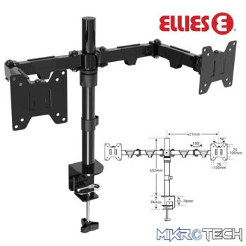 Ellies Double Arm Height Adjustable Desktop Screen Mount (13 inch to 32 inch)