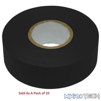 Ellies PVC 10 Metre Electrical Insulation Tape Pack Of 10 Black