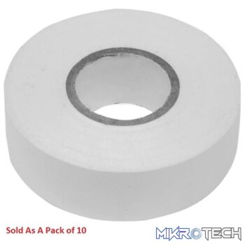 Ellies PVC 10 Metre Electrical Insulation Tape Pack Of 10 White
