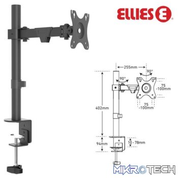 Ellies Single Arm Height Adjustable Desktop Screen Mount (13 inch to 32 inch)