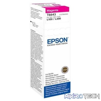 Epson T6643 Magenta Ink Bottle 70ml For L110 L300 L210 L355 L550
