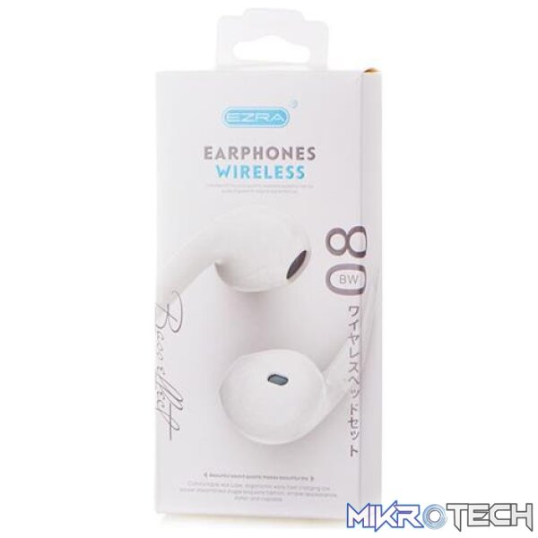 Ezra In Ear Bluetooth Handsfree Sweatproof White Earphones - Image 2