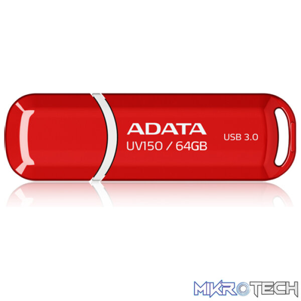 FD-A64GUV150R Adata UV150 64Gb Glossy Red USB 3.0 Flash Drive - Image 1