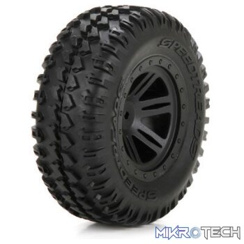 FR Tire Premount Black Wheel (2): 1:10