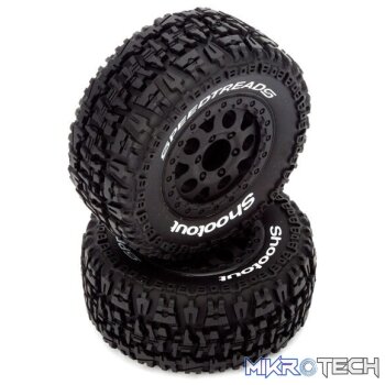 FR/R Tire Prmnt Blk Whl (2):1:10 2wd/4