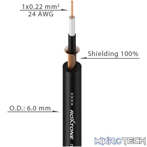 Roxtone - 100M Cable Single Core Instrument Screened Od Black - Image 2