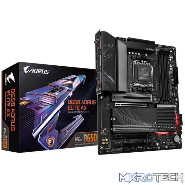 GIGABYTE Motherboard AMD B650 Aorus Elite Chipset for AMD AM5; 4x DDR5; 3x M2; HDMI/DP; ATX GIGABYTE Motherboard AMD B650 Aorus Elite Chipset for AMD AM5; 4x DDR5; 3x M2; HDMI/DP; ATX