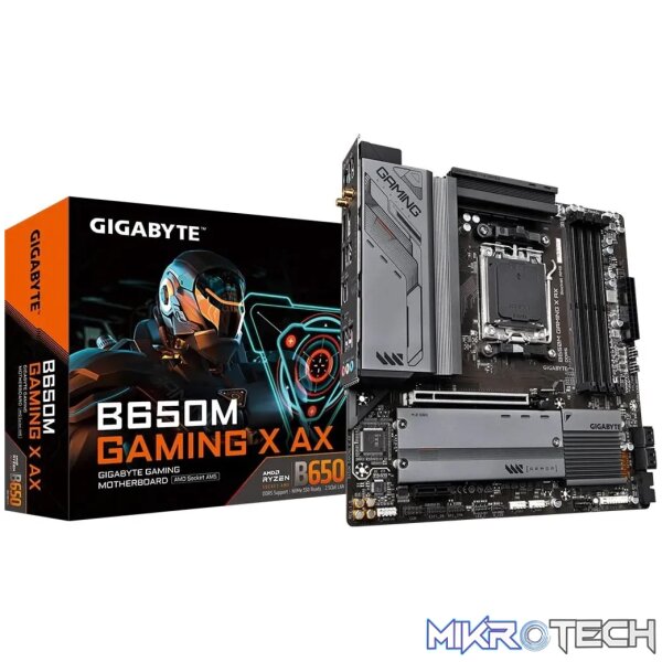 GIGABYTE Motherboard AMD B650 Gaming Chipset for AMD AM5; 4x DDR5; 3x M2; HDMI/DP; ATX; WiFi. GIGABYTE Motherboard AMD B650 Gaming Chipset for AMD AM5; 4x DDR5; 3x M2; HDMI/DP; ATX; WiFi.