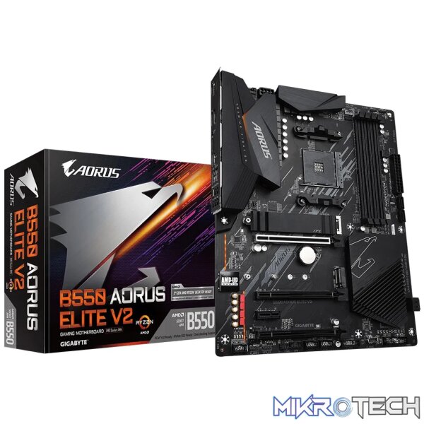 GIGABYTE Motherboard Aorus AMD B550 Chipset for 3rd/4th/5th Generation AMD Ryzen™ AM4 4x Dual DDR4; 2x M2; HDMI; DP; ATX GIGABYTE Motherboard Aorus AMD B550 Chipset for 3rd/4th/5th Generation AMD Ryzen™ AM4 4x Dual DDR4; 2x M2; HDMI; DP; ATX