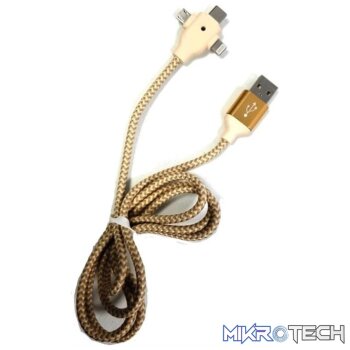 Geeko 3 in 1 Multiport USB Data and Charge Cable-Micro USB