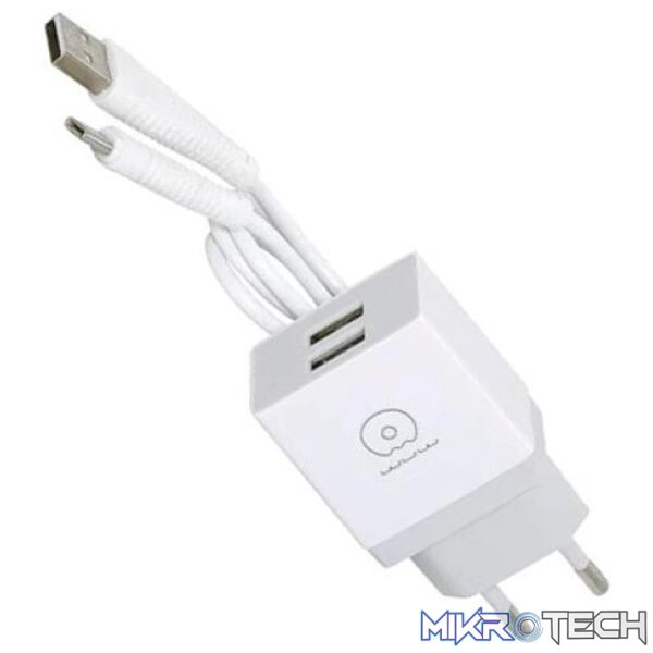 Geeko Dual USB Port Travel Charger WUW Adaptor with USB Cable Geeko Dual USB Port Travel Charger WUW Adaptor with USB Cable