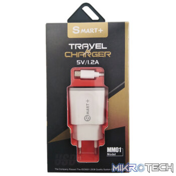 Geeko SMART Plus USB Travel Wall Charger with Built in Micro USB Cable and USB 3.0 Port-Gold/White