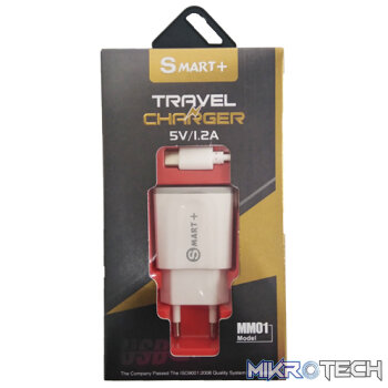 Geeko SMART Plus USB Travel Wall Charger with Built in Type C Connector Cable and USB 3.0 Port-Silver