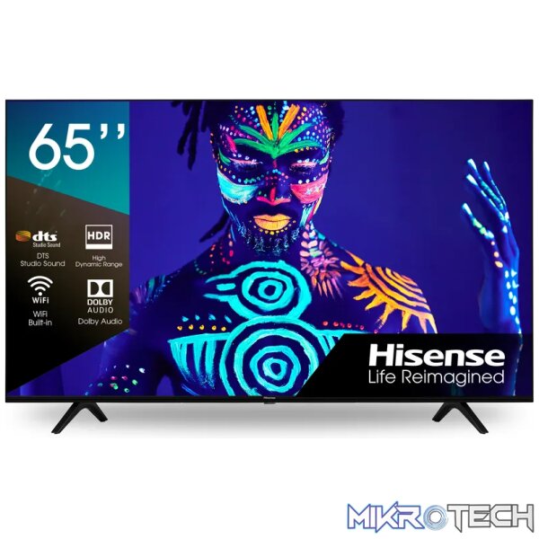 HISENSE 65'' UHD Smart LED; Total 4K Solution (Resolution+Upscaler);HDR;DTS Studio Sound;Bluetooth;Game Mode;VIDAA U4.0;Bezelles HISENSE 65'' UHD Smart LED; Total 4K Solution (Resolution+Upscaler);HDR;DTS Studio Sound;Bluetooth;Game Mode;VIDAA U4.0;Bezelles