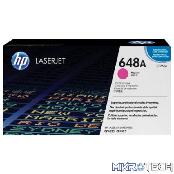 HP Original Replacement for HP 648A CE263A Magenta LaserJet Toner Cartridge HP Original Replacement for HP 648A CE263A Magenta LaserJet Toner Cartridge