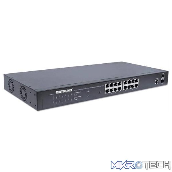 Intellinet 16-Port Gigabit Ethernet PoE+ Web-Managed Switch with 2 SFP Ports - Image 3