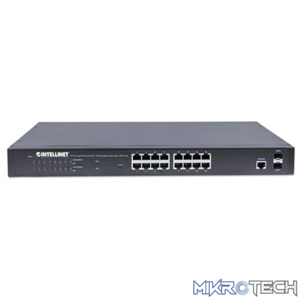 Intellinet 16-Port Gigabit Ethernet PoE+ Web-Managed Switch with 2 SFP Ports - Image 4