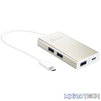 j5create JCH346 USB type-C (5Gbps) -> 3x type-A (USB 3.1/3.0/2.0) + 1x type-C Hub
