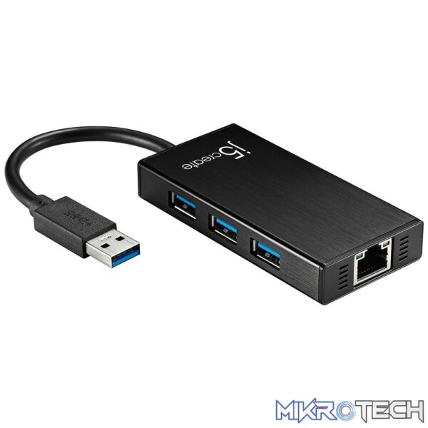 JUH470_1_1000x j5create JUH470 3x USB 3.0 Hub 5Gbps + LAN (gigabit) - Image 1