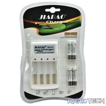 Jiabao JB212 Battery Charger with 4 Pieces 350mAh AAA Rechargeable Batteries