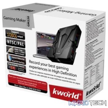 Kworld Gaming Maker:Record games console footage onto PC. USB 2.0 interface. Contains USB cable