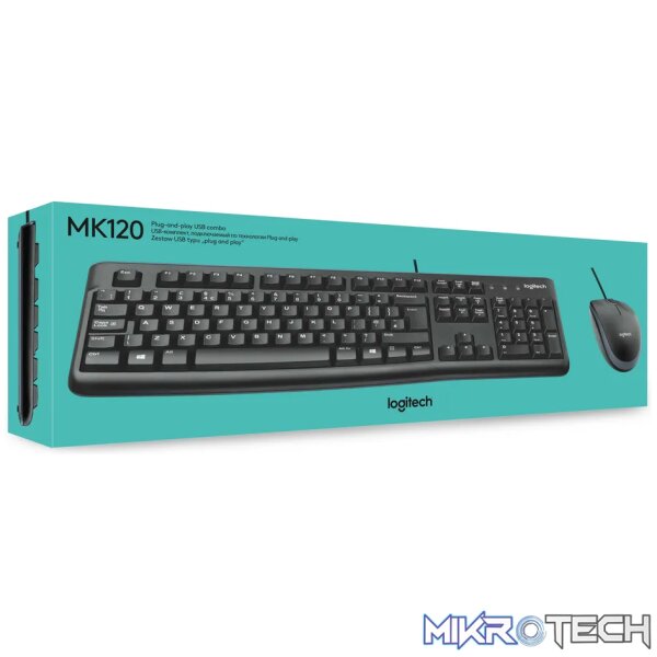 Logitech Desktop MK120, Full-size (100%), Wired, USB, QWERTY, Black, Mouse included - Image 12
