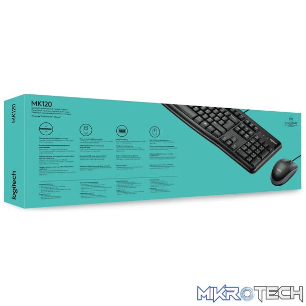 Logitech Desktop MK120, Full-size (100%), Wired, USB, QWERTY, Black, Mouse included - Image 14