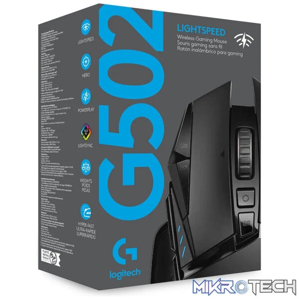 Logitech G G502 LIGHTSPEED Wireless Gaming Mouse, Right-hand, Optical, RF Wireless, 25600 DPI, 1 ms, Black - Image 8