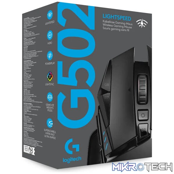 Logitech G G502 LIGHTSPEED Wireless Gaming Mouse, Right-hand, Optical, RF Wireless, 25600 DPI, 1 ms, Black - Image 9
