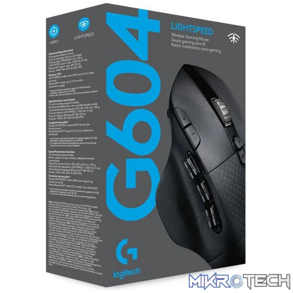 Logitech G G604 LIGHTSPEED Wireless Gaming Mouse, Right-hand, Optical, RF Wireless + Bluetooth, 25600 DPI, 1 ms, Black - Image 13