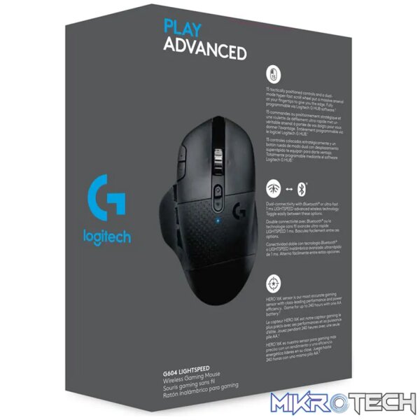 Logitech G G604 LIGHTSPEED Wireless Gaming Mouse, Right-hand, Optical, RF Wireless + Bluetooth, 25600 DPI, 1 ms, Black - Image 15