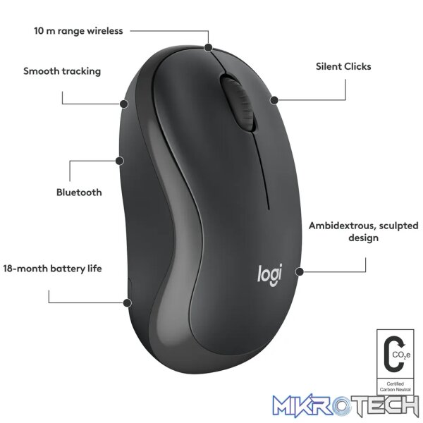 Logitech M240, Ambidextrous, Bluetooth, Graphite - Image 7