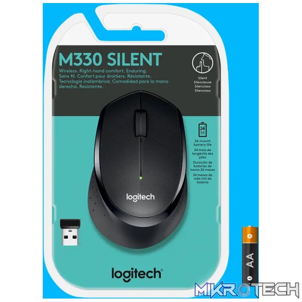 Logitech M330 SILENT PLUS, Right-hand, Mechanical, RF Wireless, 1000 DPI, Black - Image 9