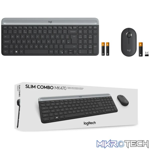 Logitech MK470 Slim Combo, Full-size (100%), Wireless, RF Wireless, QWERTY, Graphite, Mouse included - Image 9