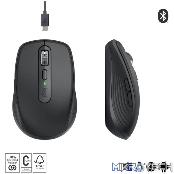Logitech MX Anywhere 3S, Right-hand, Laser, RF Wireless + Bluetooth, 8000 DPI, Graphite - Image 15