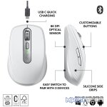 Logitech MX Anywhere 3S, Right-hand, Laser, RF Wireless + Bluetooth, 8000 DPI, Grey, White - Image 17