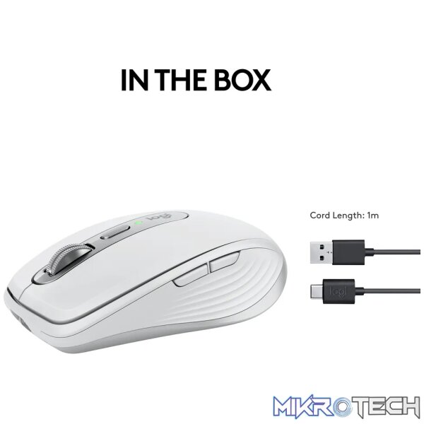 Logitech MX Anywhere 3S, Right-hand, Laser, RF Wireless + Bluetooth, 8000 DPI, Grey, White - Image 21