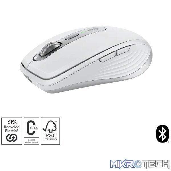 Logitech MX Anywhere 3S, Right-hand, Laser, RF Wireless + Bluetooth, 8000 DPI, Grey, White - Image 26