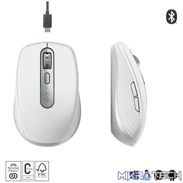 Logitech MX Anywhere 3S, Right-hand, Laser, RF Wireless + Bluetooth, 8000 DPI, Grey, White - Image 33